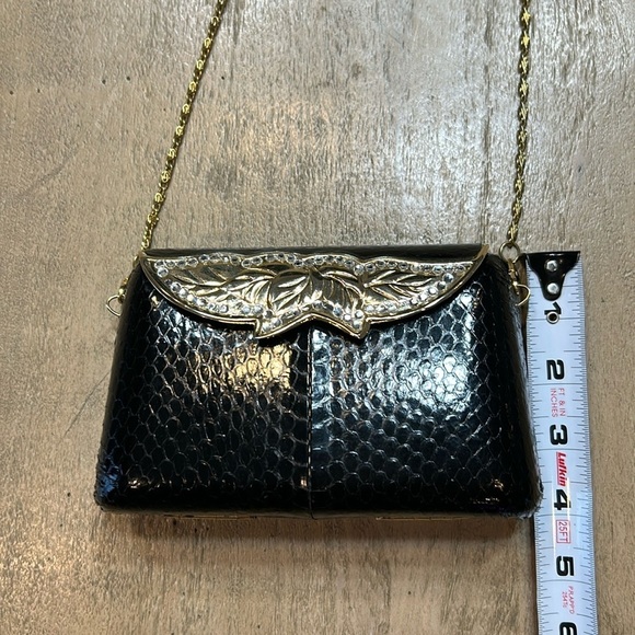 sasha Handbags - Sasha vintage purse, black with gold tones and rhinestones.